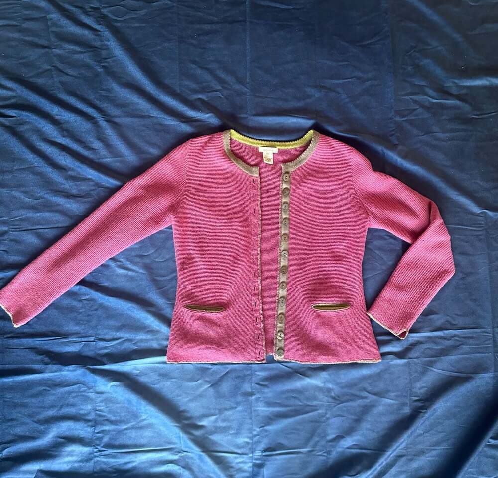 Sundance Women's Pink 100% Extrafine Merino Wool Trachten Style Cardigan S🌸